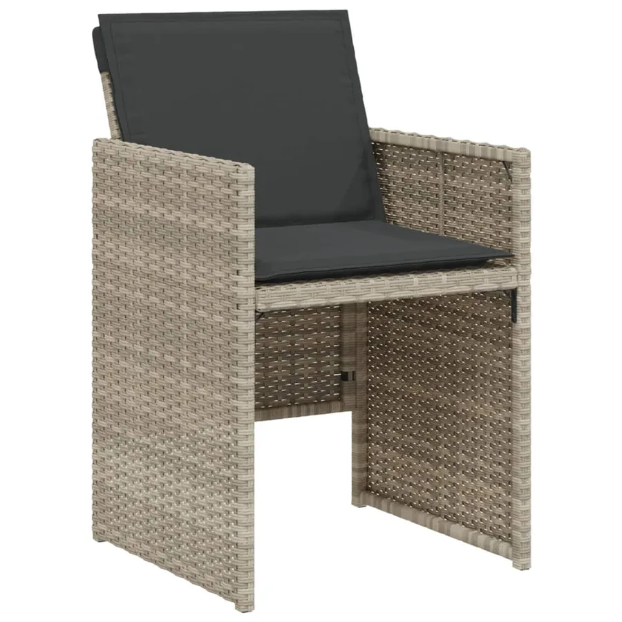 Ensemble de bistro 3 pcs et coussins gris clair résine tressée - 4