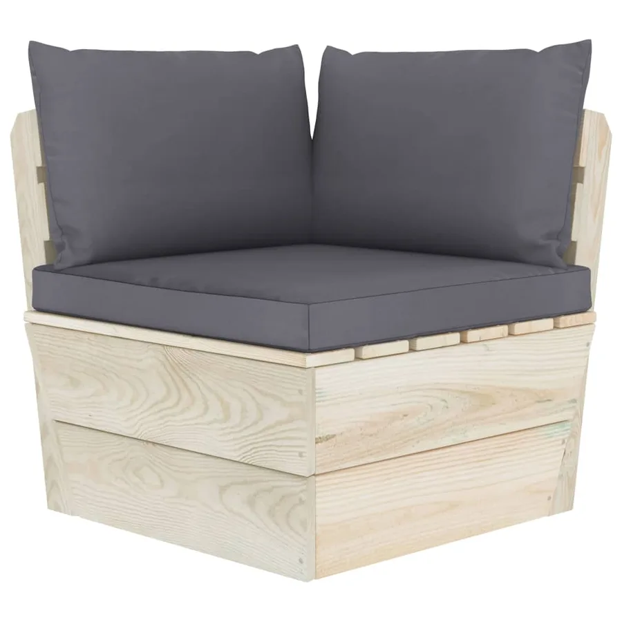 Canapé d'angle palette de jardin avec coussins Épicéa imprégné - 2