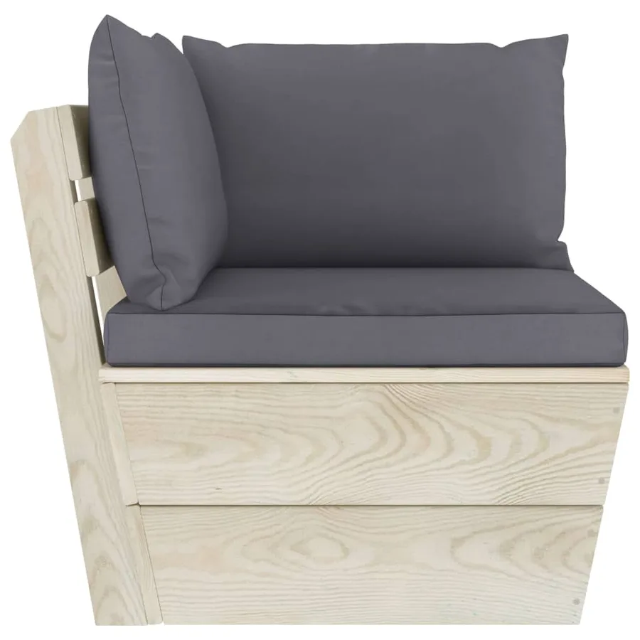 Canapé d'angle palette de jardin avec coussins Épicéa imprégné - 3