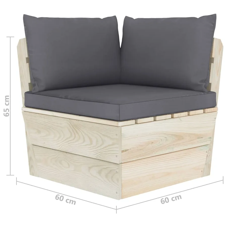 Canapé d'angle palette de jardin avec coussins Épicéa imprégné - 7