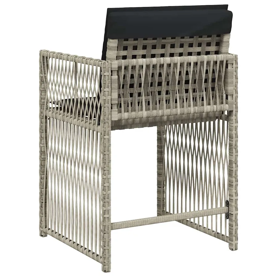 Chaises de jardin avec coussins lot de 4 gris clair poly rotin - 7