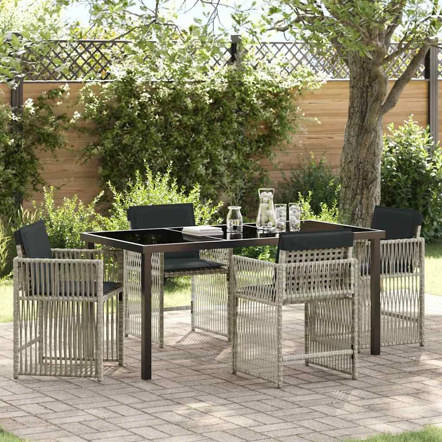 Ensemble de salle à manger pour jardin 5 pcs Gris clair