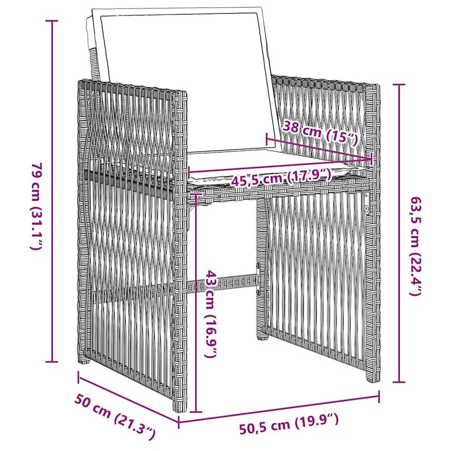 Ensemble de salle à manger pour jardin 5 pcs Gris clair - 10