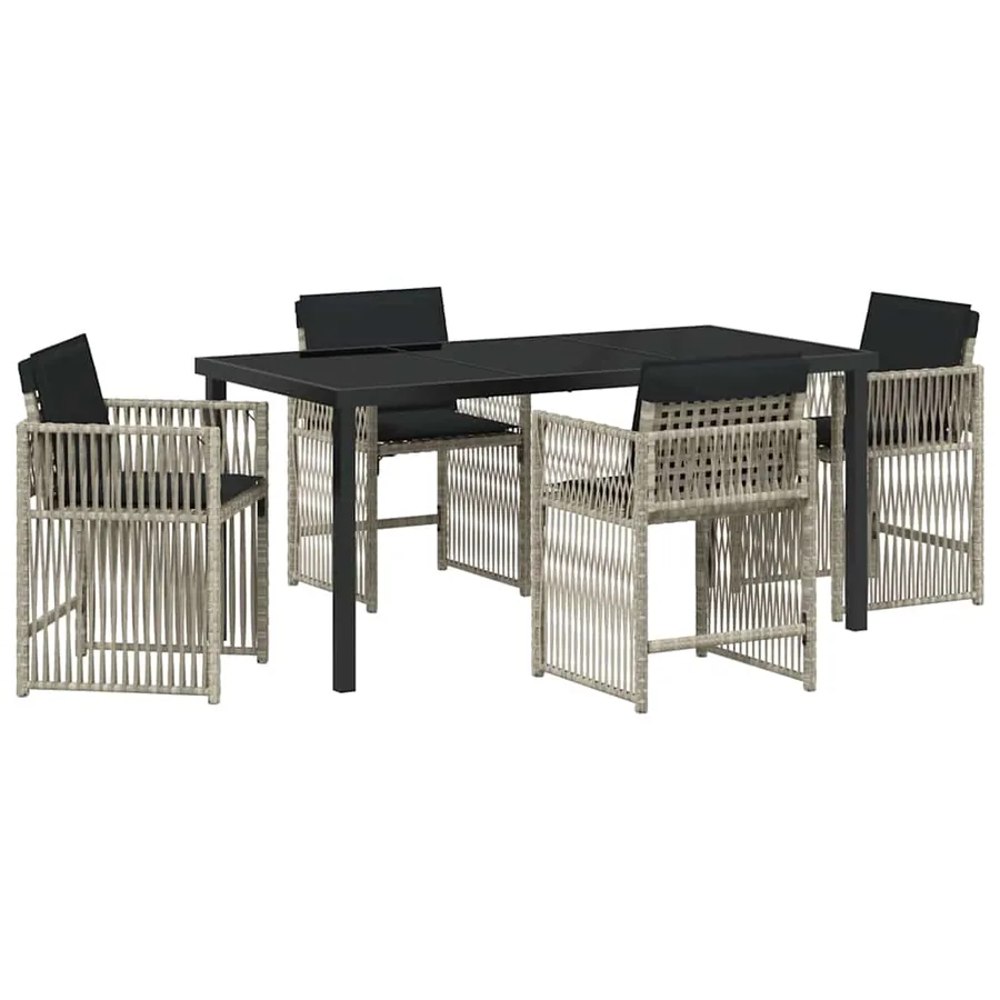 Ensemble de salle à manger pour jardin 5 pcs Gris clair - 2
