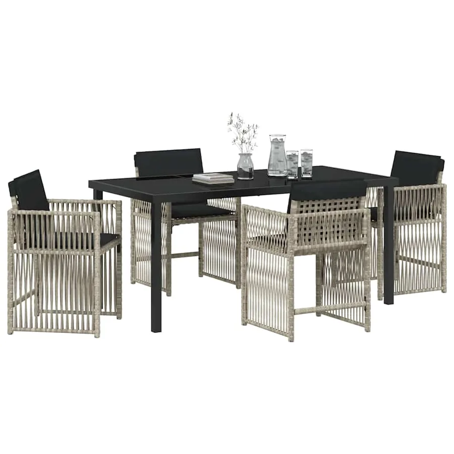 Ensemble de salle à manger pour jardin 5 pcs Gris clair - 3