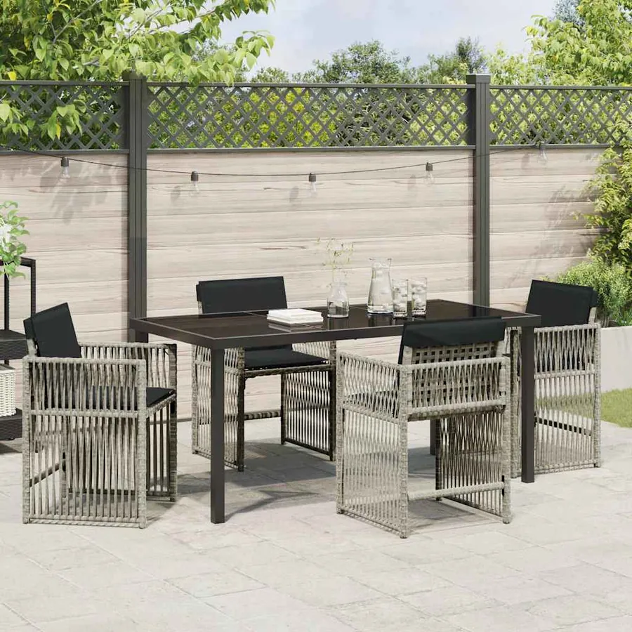 Ensemble de salle à manger pour jardin 5 pcs Gris clair - 4