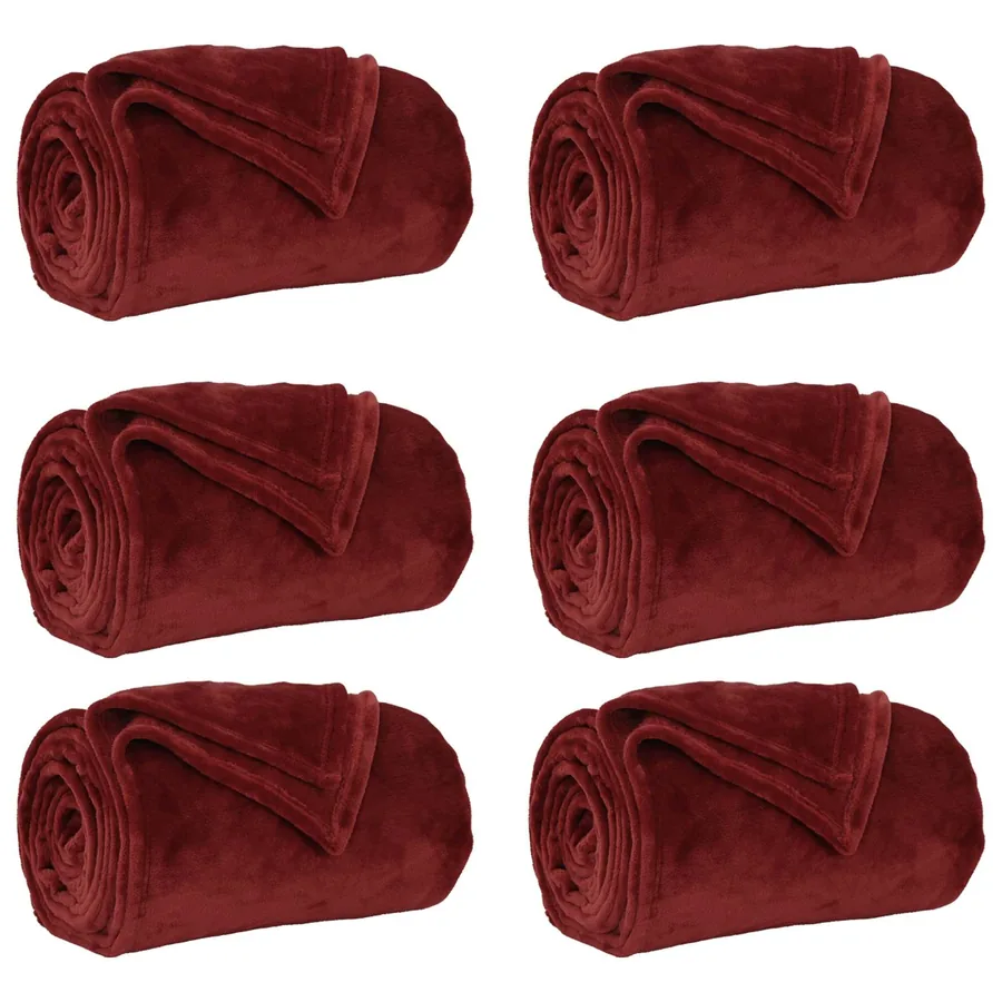 Couvertures à jeter 6 pcs Rouge Bordeaux 220 x 240 cm Toison - 2