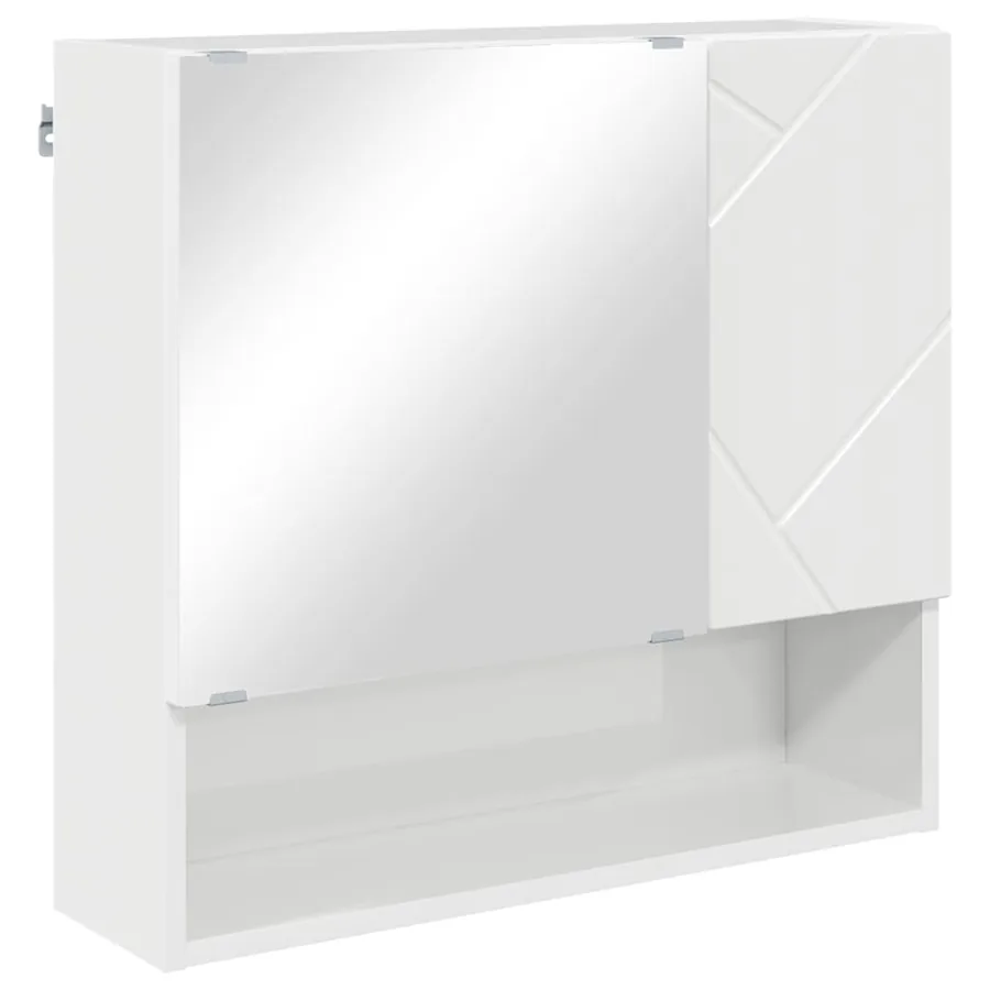 Armoire Miroir Blanc brillant 59 x 17 x 55 cm Bois d'ingénierie - 2