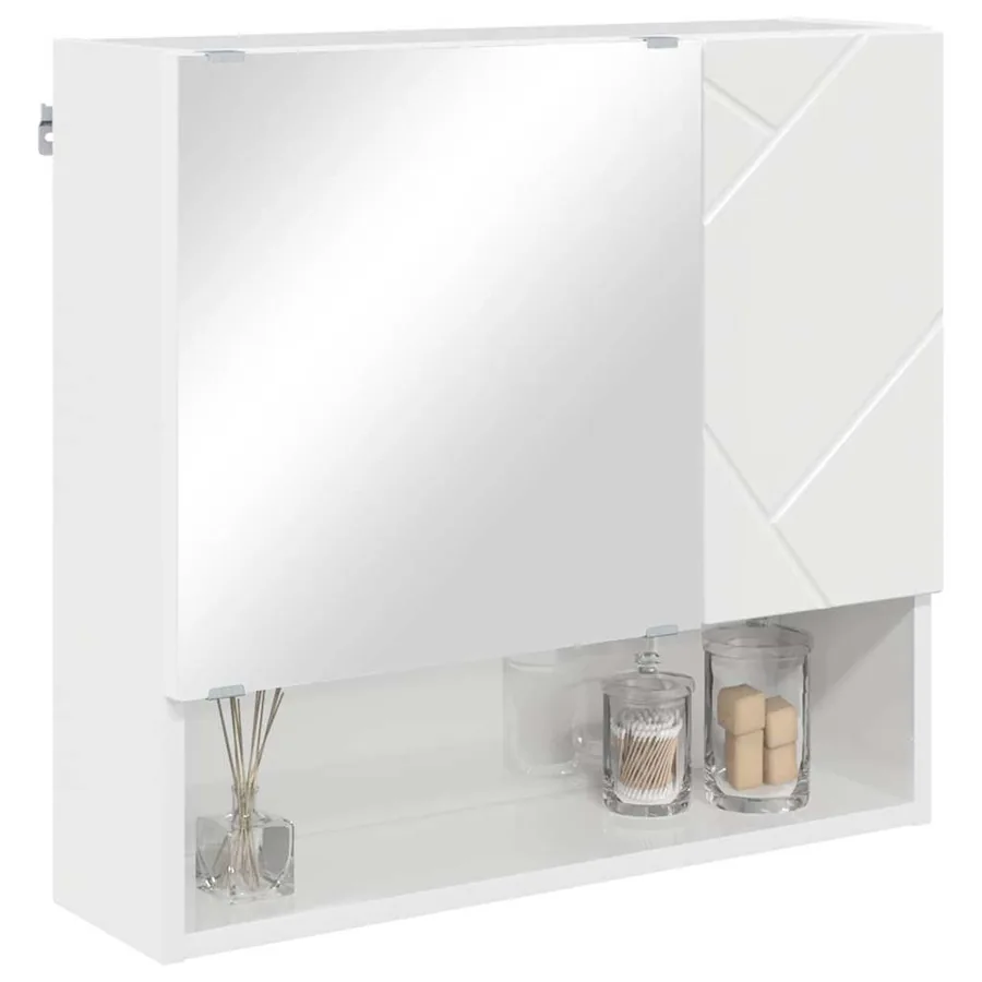 Armoire Miroir Blanc brillant 59 x 17 x 55 cm Bois d'ingénierie - 3