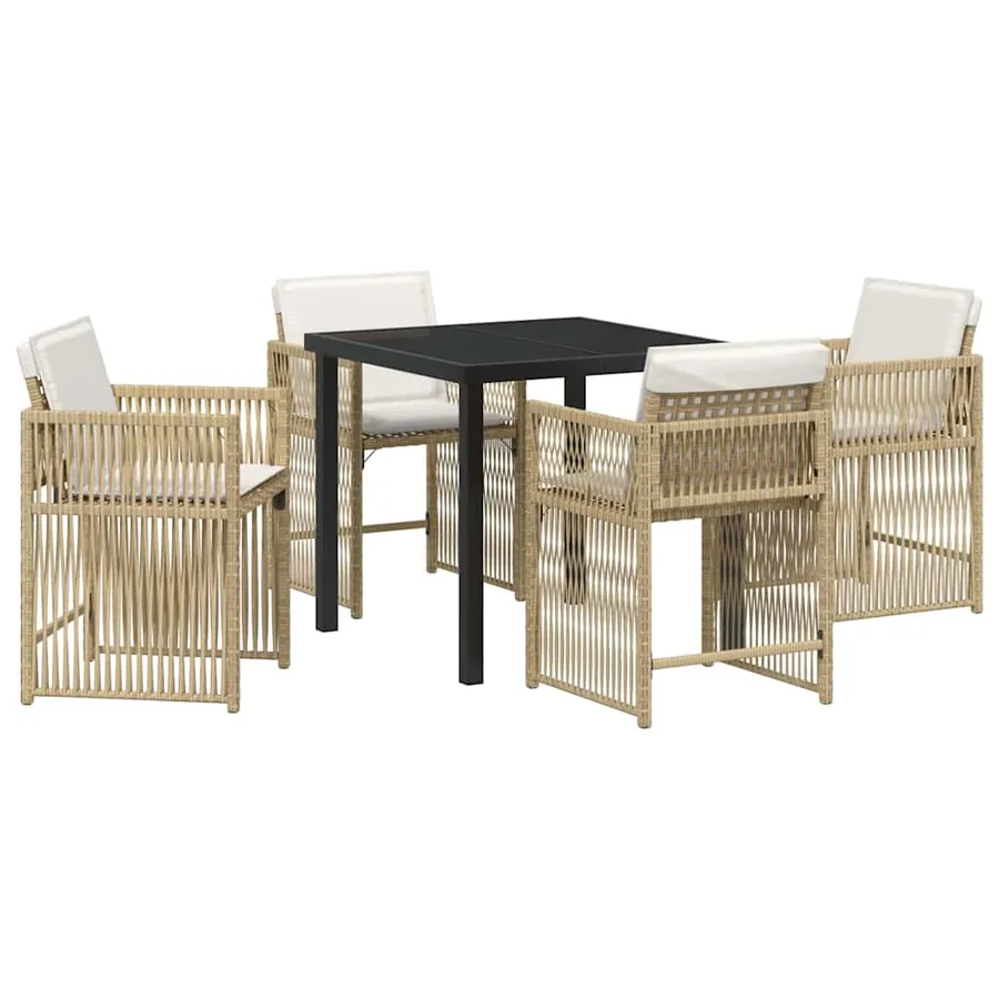 Ensemble de salle à manger pour jardin 5 pcs Beige polyrotin - 2