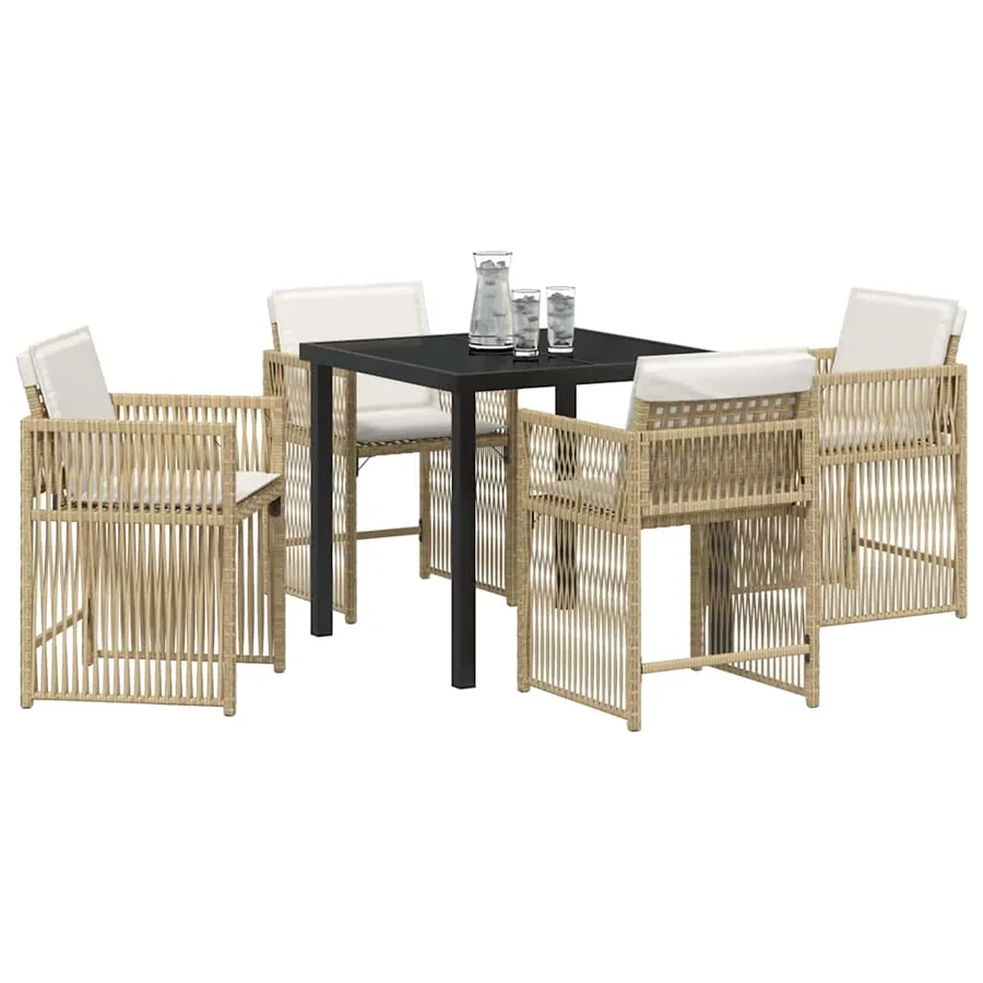 Ensemble de salle à manger pour jardin 5 pcs Beige polyrotin - 3