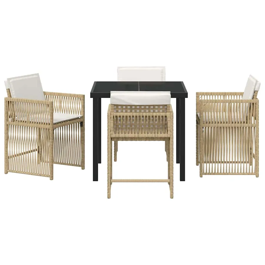 Ensemble de salle à manger pour jardin 5 pcs Beige polyrotin - 7