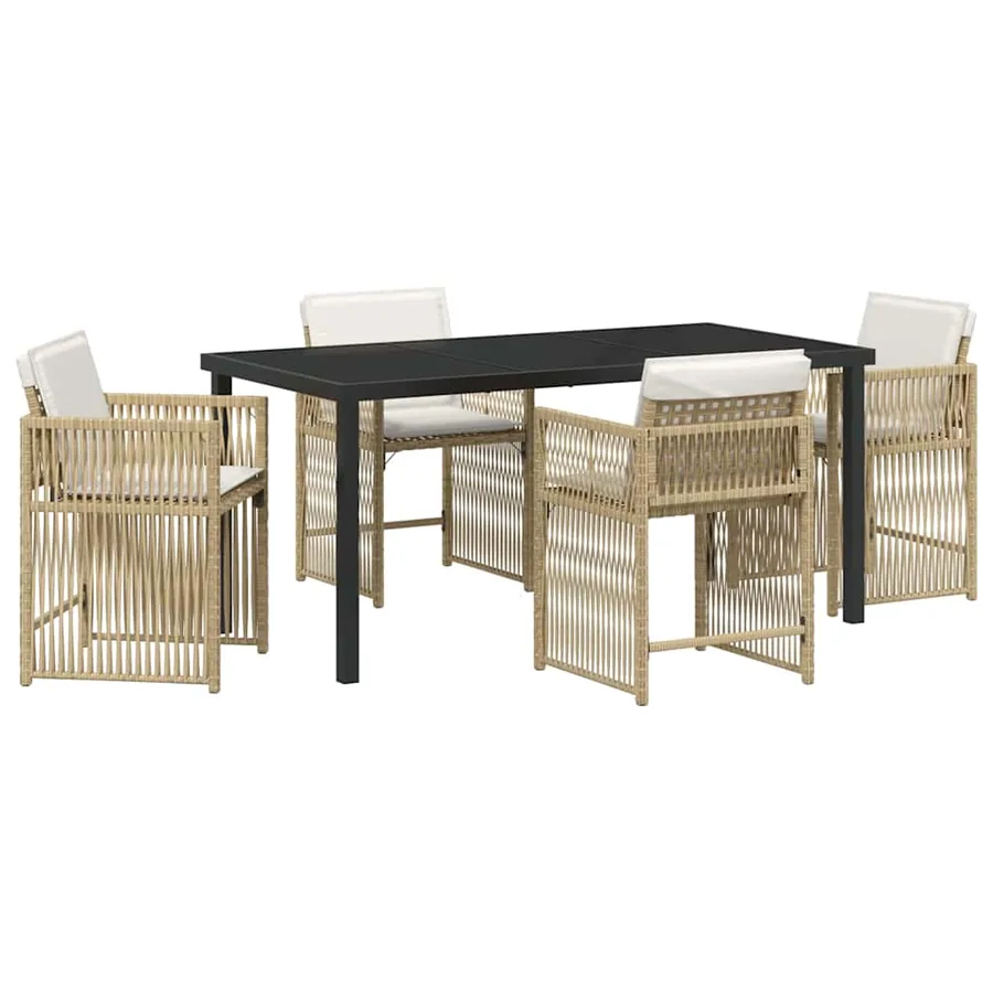 Ensemble de salle à manger pour jardin 5 pcs Beige polyrotin - 2
