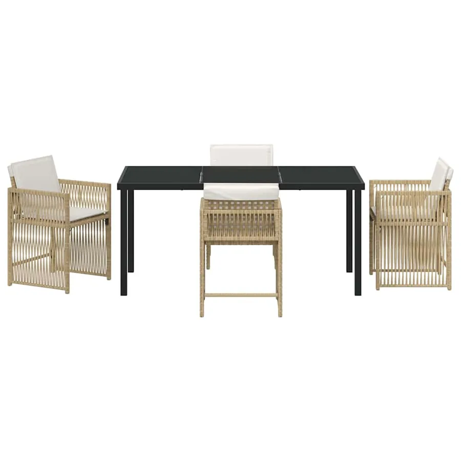 Ensemble de salle à manger pour jardin 5 pcs Beige polyrotin - 7