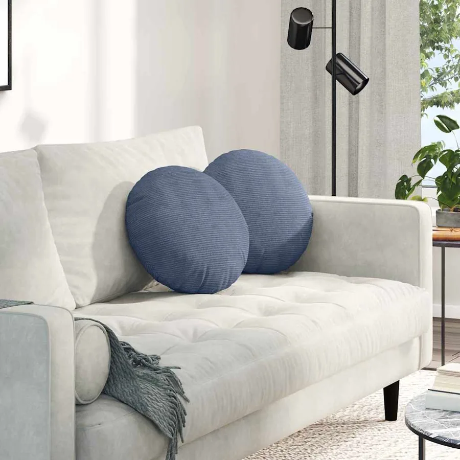 Coussins de siège 2 pcs Bleu Ø 40 cm Tissu en velours côtelé