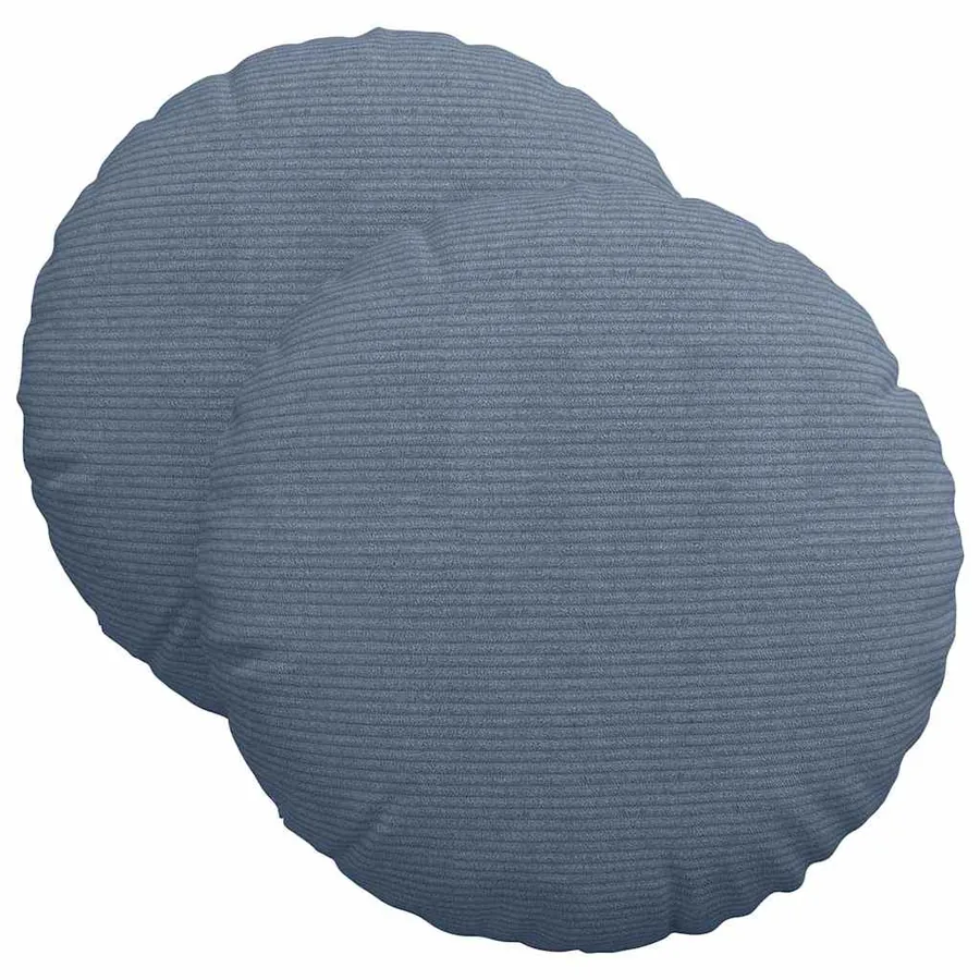 Coussins de siège 2 pcs Bleu Ø 40 cm Tissu en velours côtelé - 2