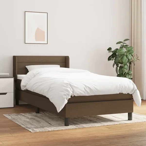 Slatted bed base with mattress Dark brown 100x200 cm
