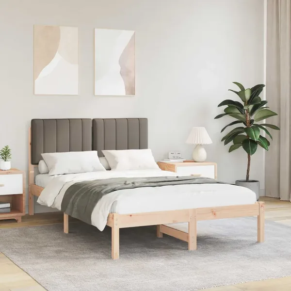 Cadre de lit avec tête de lit rembourrée Taupe 120 x 190 cm