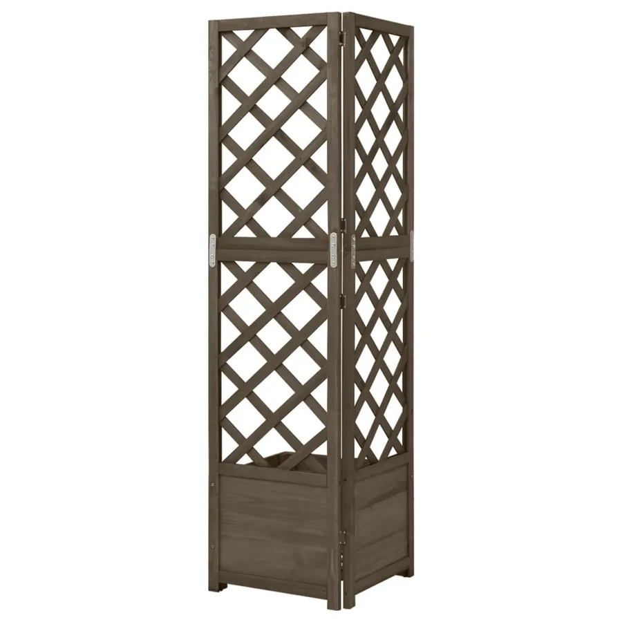 Jardinière d'angle en treillis Gris 40x40x150 cm Bois de sapin - 3