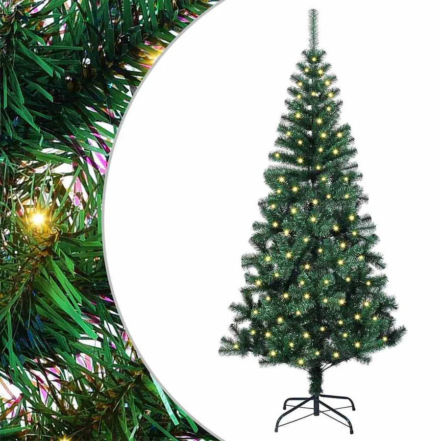 Sapin de Noël artificiel pré-éclairé Vert 120 cm PVC et métal - 2