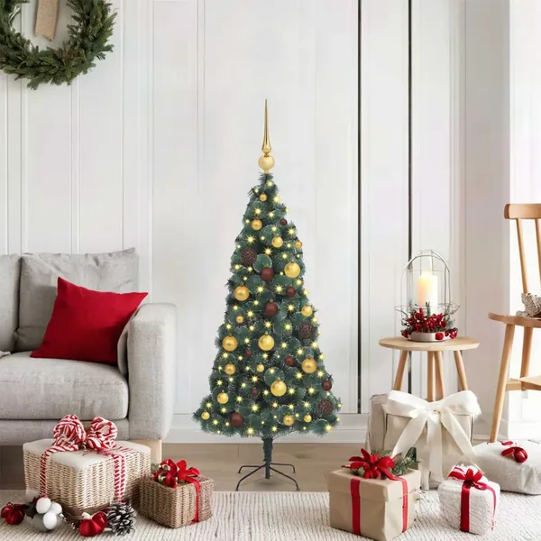Sapin de Noël artificiel pré-éclairé avec set de boules 120 cm