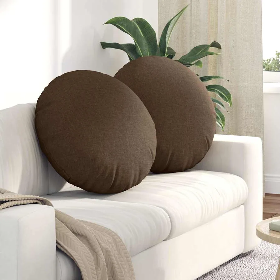 Coussins de siège 2 pcs Marron Ø80 x 29 cm tissu