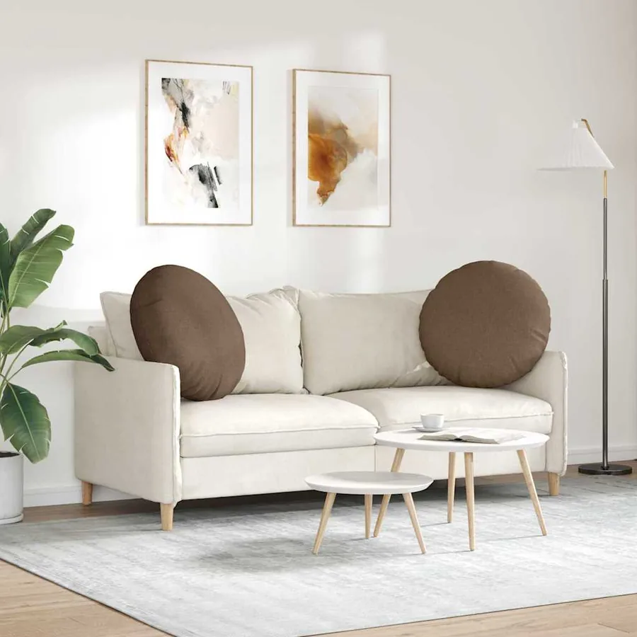 Coussins de siège 2 pcs Marron Ø80 x 29 cm tissu - 4