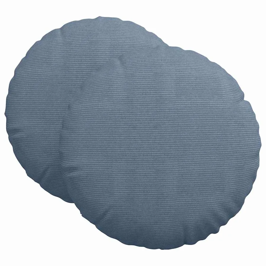 Coussins de siège 2 pcs Bleu Ø 80 cm Tissu en velours côtelé - 2