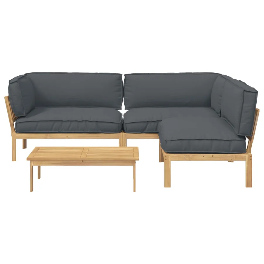 Ensemble de Canapés Uni 4 pcs Anthracite Bois d'Acacia Massif - 10