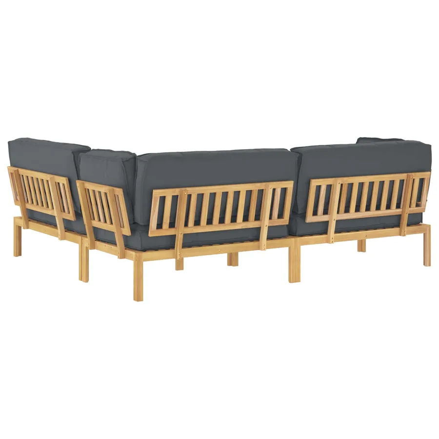 Ensemble de Canapés Uni 4 pcs Anthracite Bois d'Acacia Massif - 12