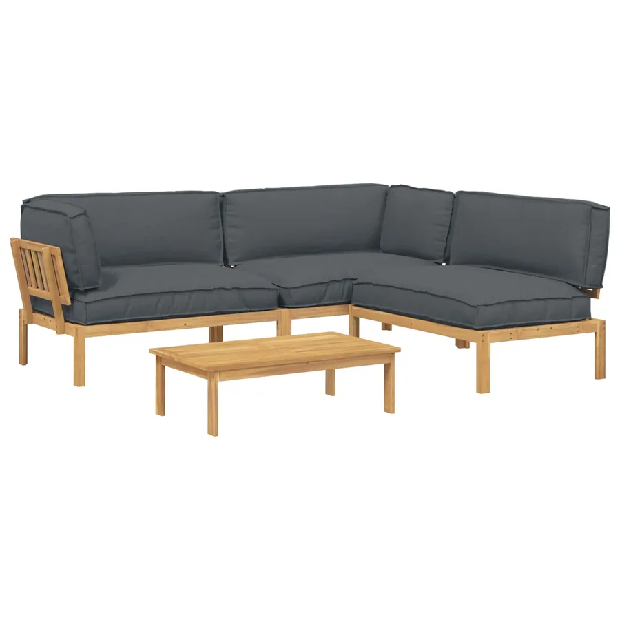 Ensemble de Canapés Uni 4 pcs Anthracite Bois d'Acacia Massif - 2