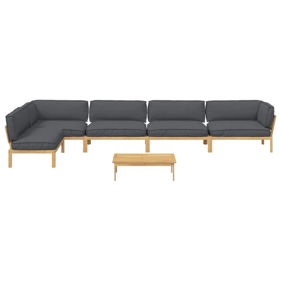 Ensemble de Canapés Uni 6 pcs Anthracite Bois d'Acacia Massif - 10