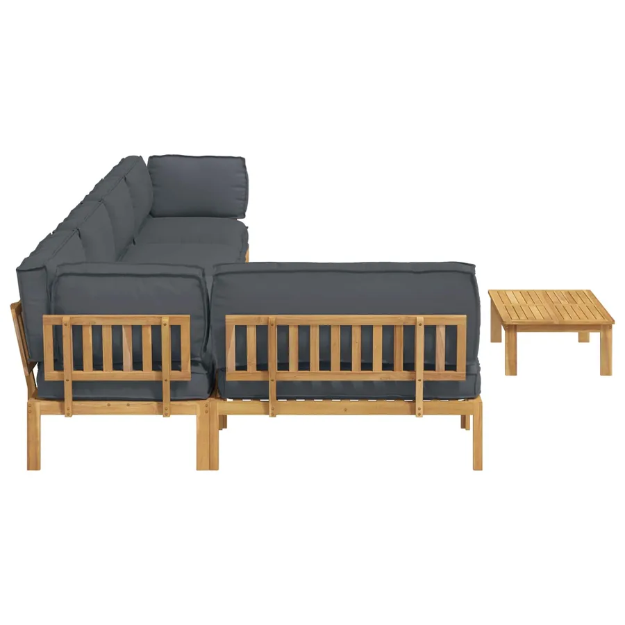 Ensemble de Canapés Uni 6 pcs Anthracite Bois d'Acacia Massif - 11