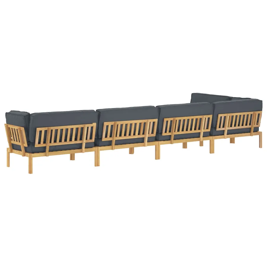 Ensemble de Canapés Uni 6 pcs Anthracite Bois d'Acacia Massif - 12