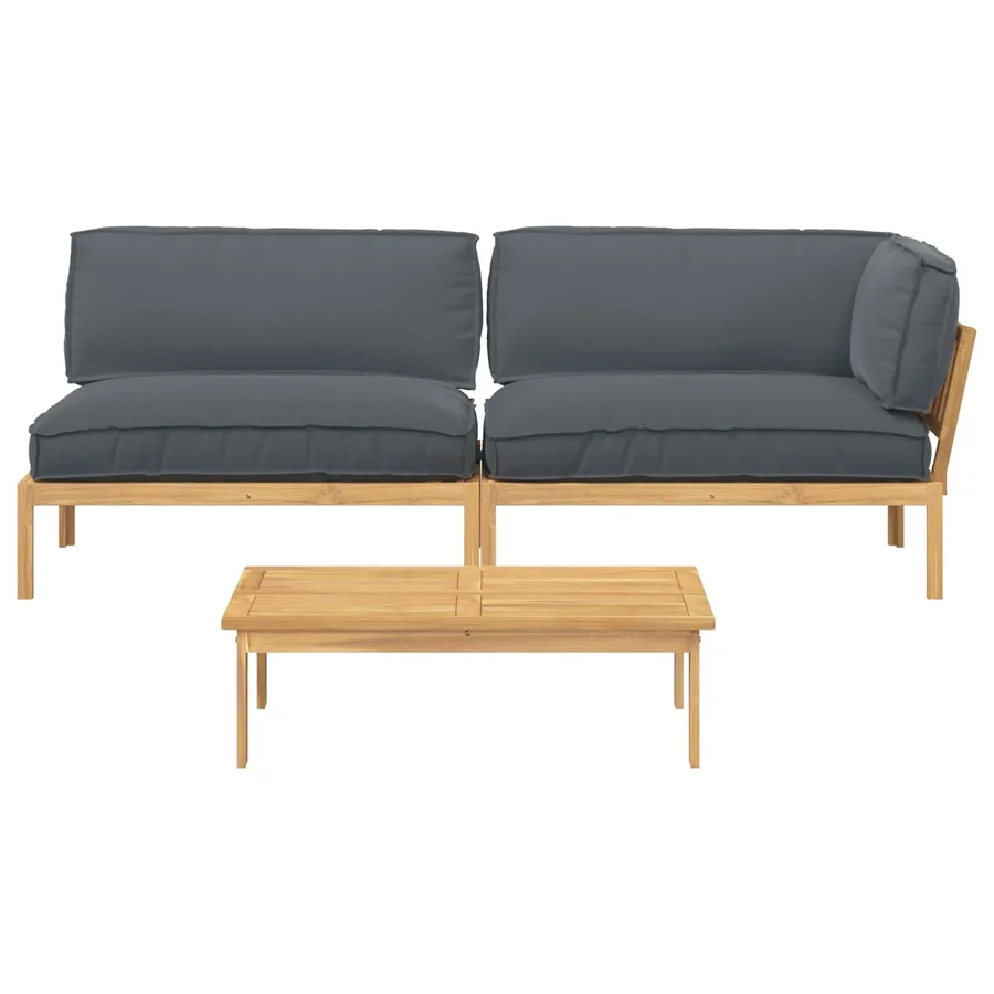 Ensemble de Canapés Uni 3 pcs Anthracite Bois d'Acacia Massif - 8