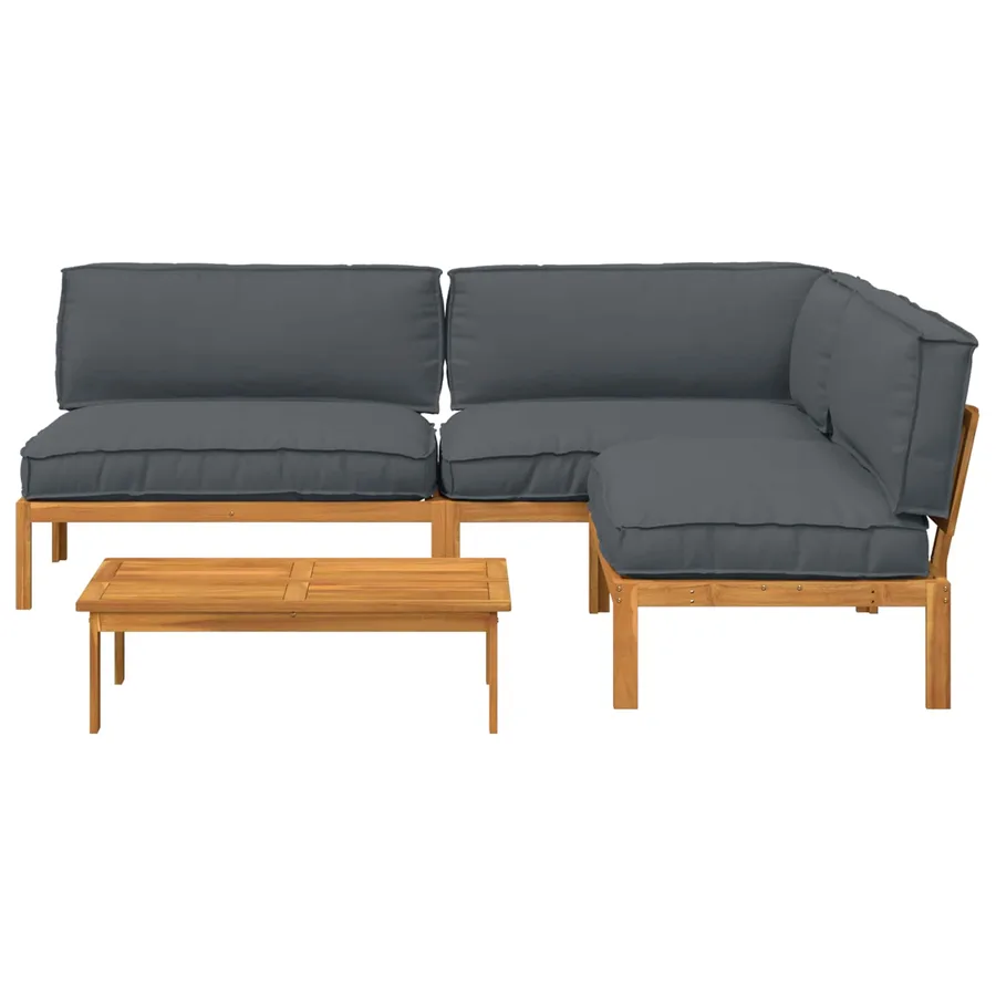 Ensemble de Canapés Uni 4 pcs Anthracite Bois d'Acacia Massif - 8