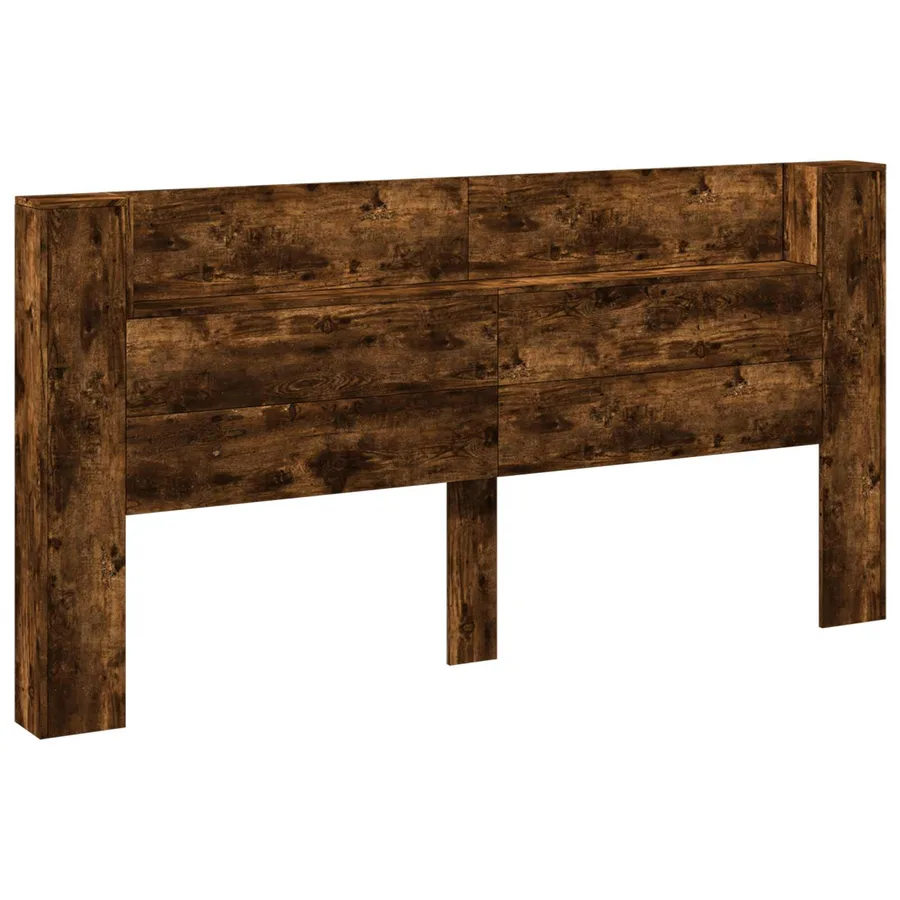 Tête de lit de rangement avec LED Chêne fumé Bois d'ingénierie - 2