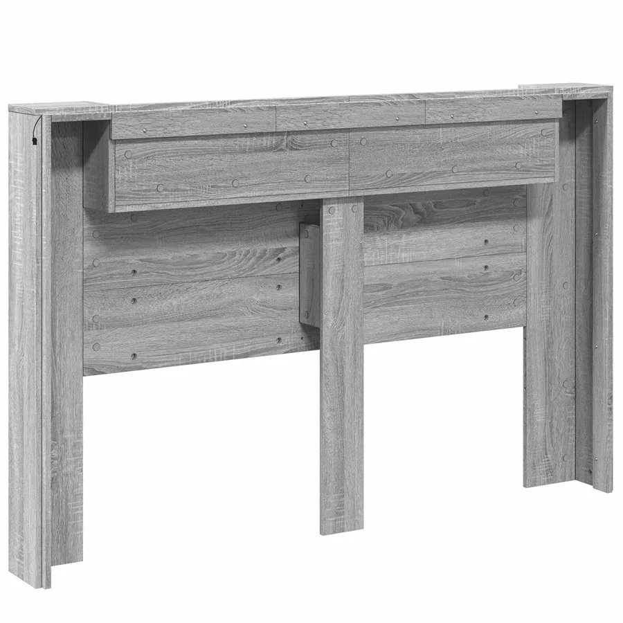 Tête de lit de rangement avec LED Sonoma gris Bois d'ingénierie - 7
