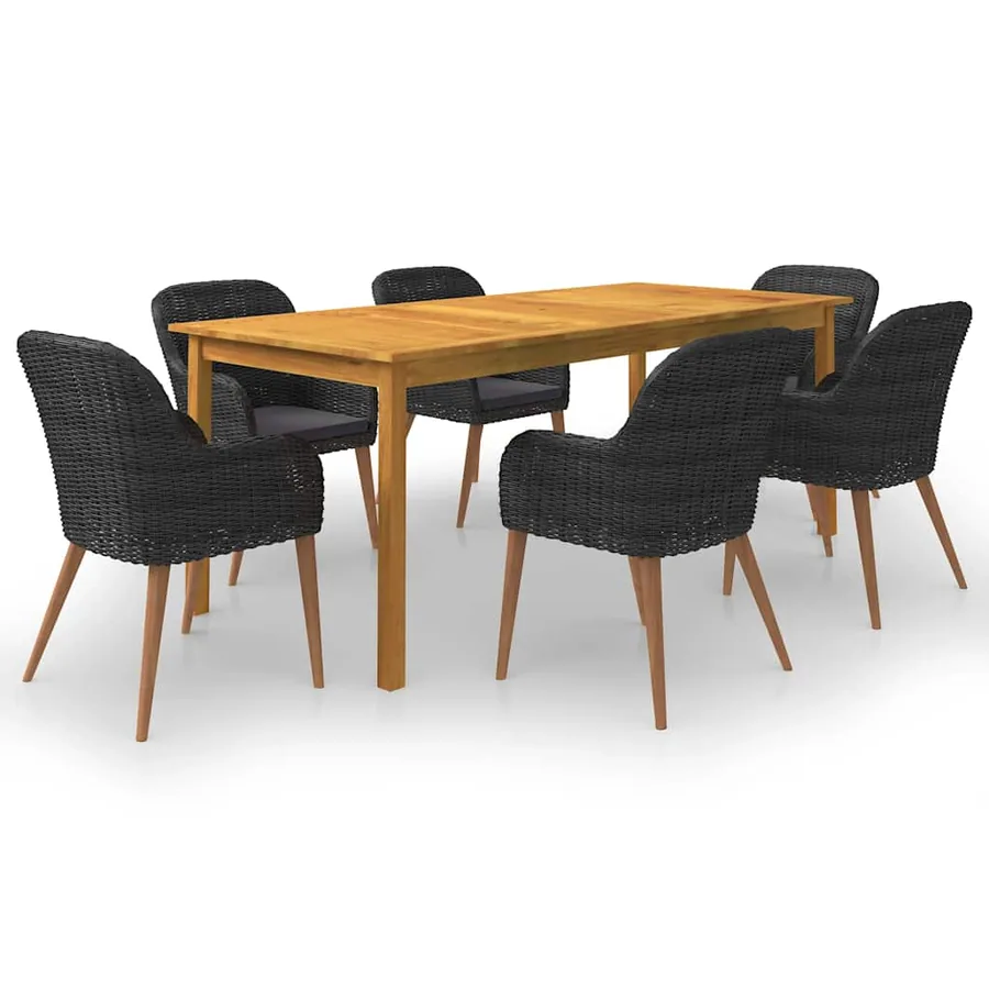 Ensemble à manger de jardin 7 pcs Noir