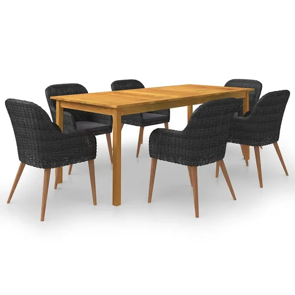 Ensemble à manger de jardin 7 pcs Noir