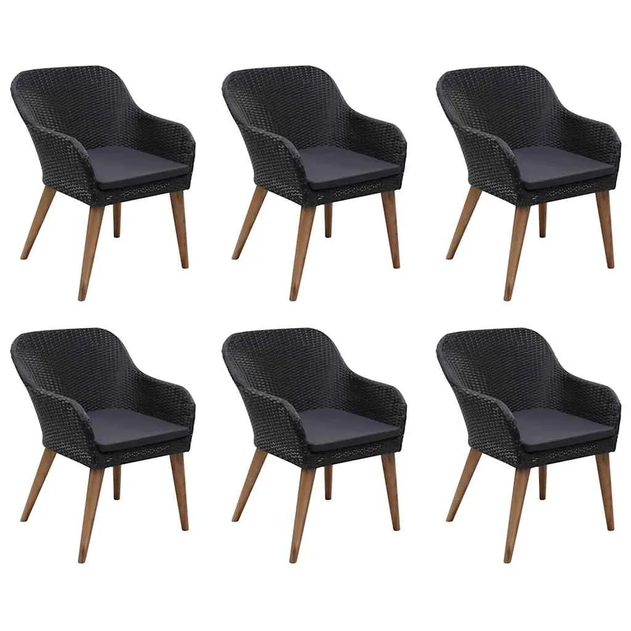Ensemble à manger de jardin 7 pcs Noir - 5