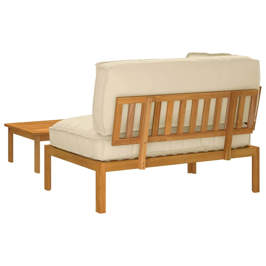 Ensemble de Canapés Uni 2 pcs Beige Bois d'Acacia Massif - 11
