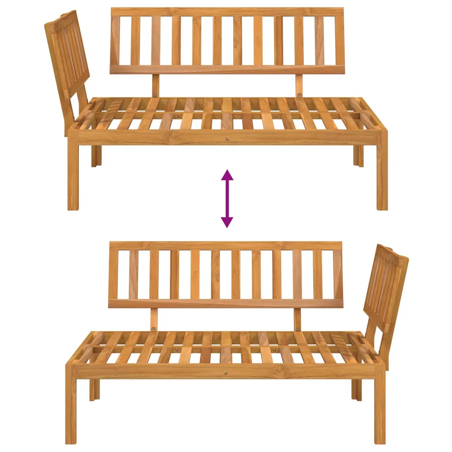 Ensemble de Canapés Uni 2 pcs Beige Bois d'Acacia Massif - 16