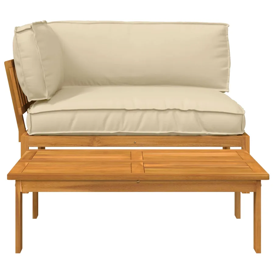 Ensemble de Canapés Uni 2 pcs Beige Bois d'Acacia Massif - 9