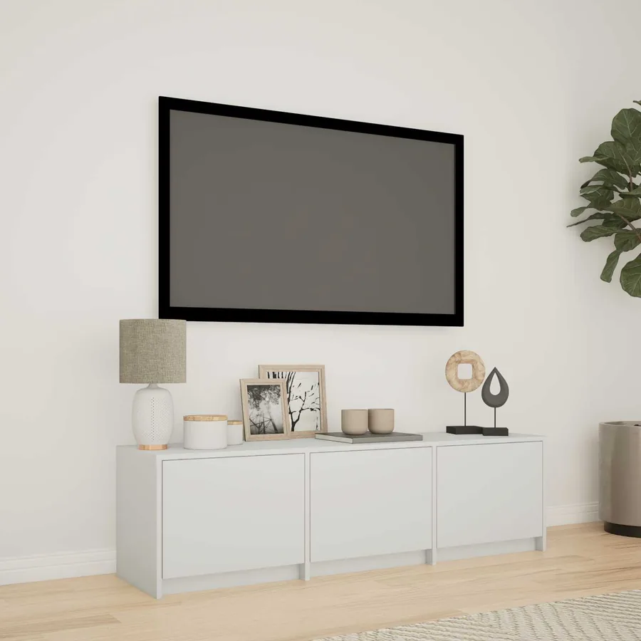Meuble TV avec LED Blanc 140 x 34 x 40 cm Bois d’ingénierie
