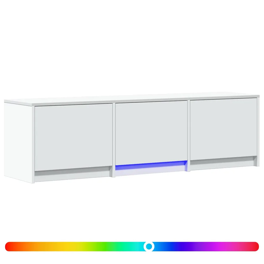 Meuble TV avec LED Blanc 140 x 34 x 40 cm Bois d’ingénierie - 2