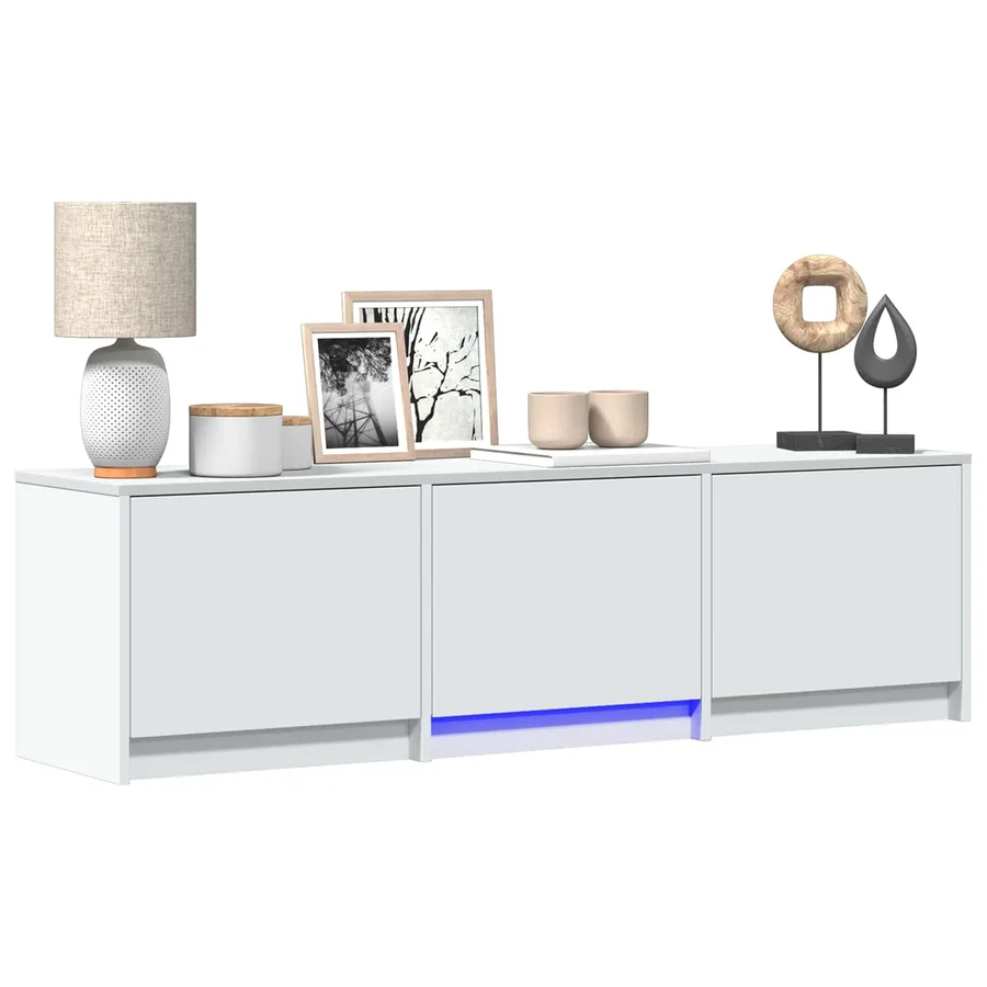 Meuble TV avec LED Blanc 140 x 34 x 40 cm Bois d’ingénierie - 3