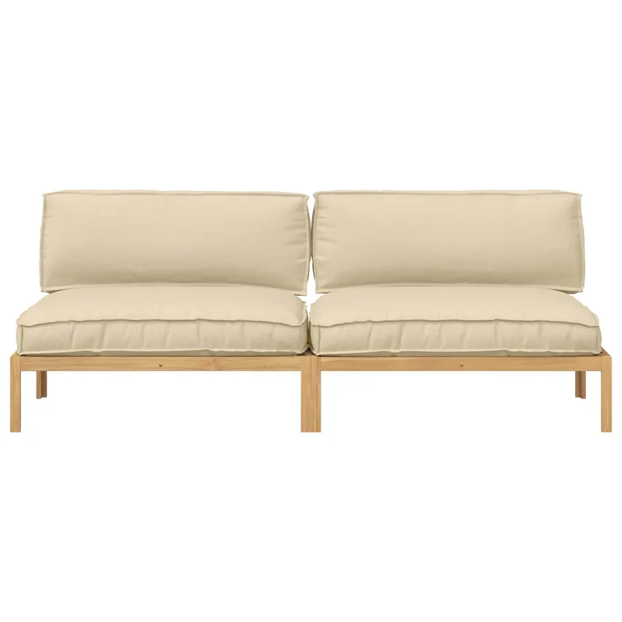 Ensemble de Canapés Beige 240 x 92 x 69 cm Bois d'Acacia Massif - 6