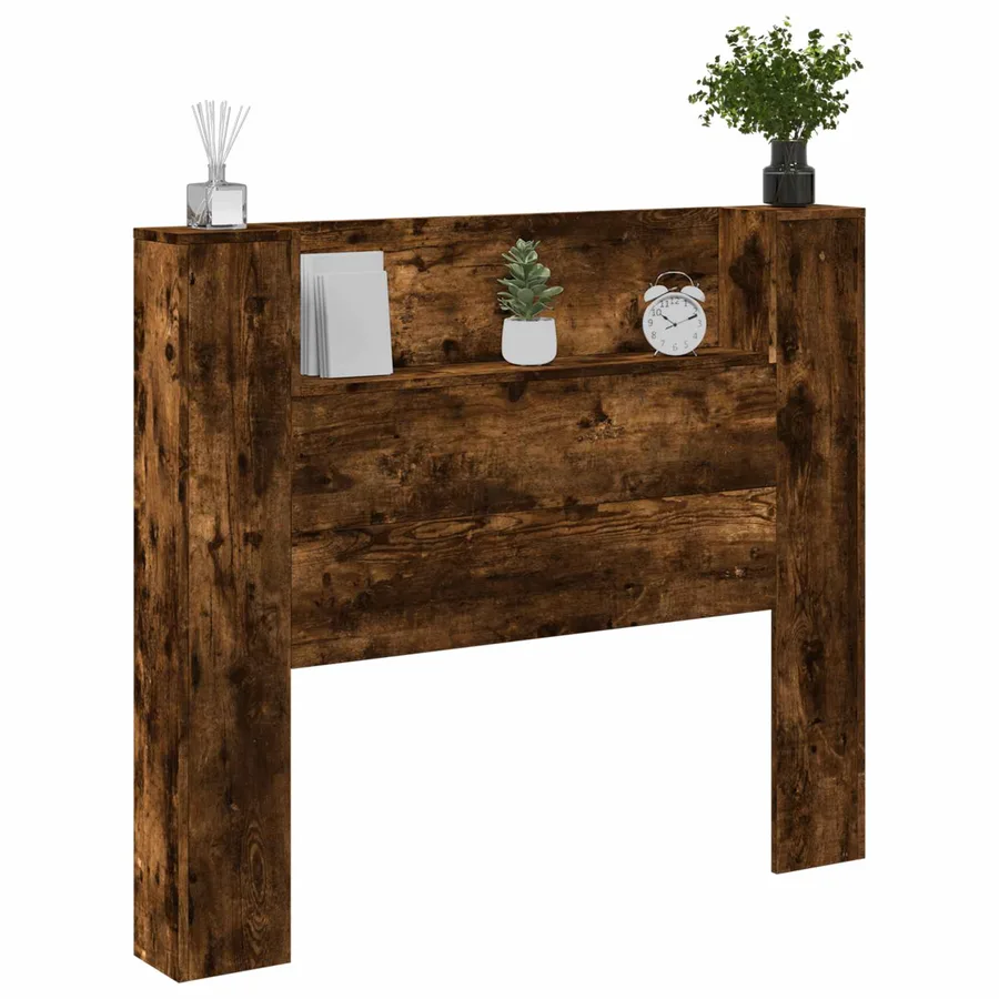 Tête de lit de rangement avec LED Chêne fumé Bois d'ingénierie - 3