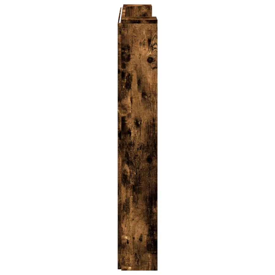 Tête de lit de rangement avec LED Chêne fumé Bois d'ingénierie - 6